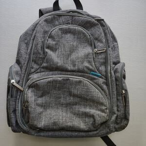 CoolBELL Backpack Diaper Bag Gray Many Pockets Insulated Padded 16" BackPack